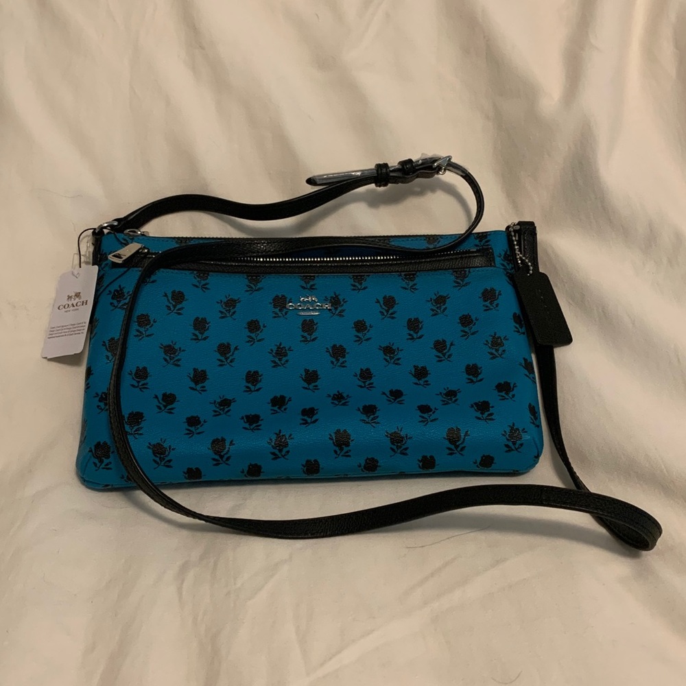 Coach east/west coated canvas crossbody &pouch